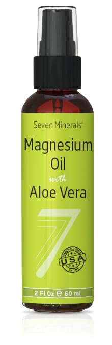 Seven Minerals Magnesium Oil Spray with Aloe Vera - Travel Size 2 Fl Oz (Pack of 1) Aloe Vera
