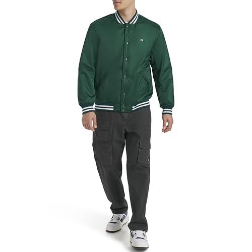 Image of Champion Men's Logo Striped-trim Varsity Jacket