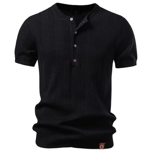 T-shirt Henley homme à manches courtes avec boutonnière coupe ajustée