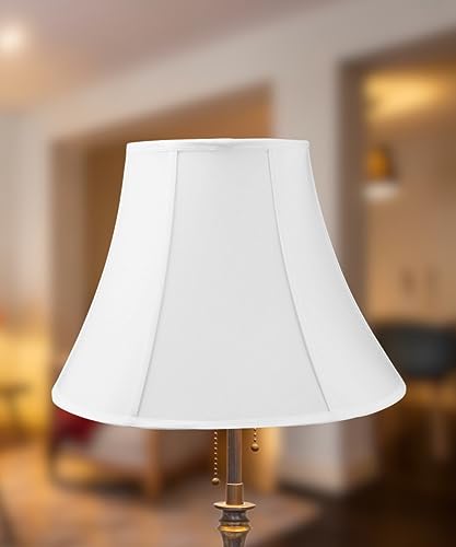 9x18x13.5 White Bell Shantung Lampshade with Brass Spider fitter - Perfect for table and floor lamps - Large, White