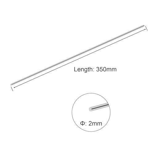 iMeistek 304 Edelstahl Stange,2mm x 350mm(Durchmesser x Länge) Edelstahl solide Rundstangen für die Bearbeitung, DIY Crafts(3Stück)