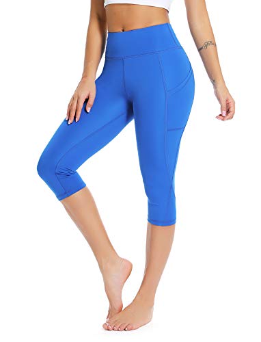 Seasum Women's Capri Yoga Pants High Waist Workout Running Leggings Active Thights With Side Pockets L #TOP14