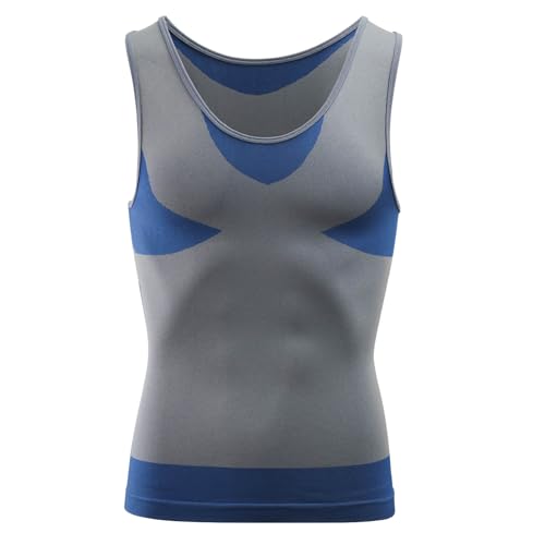 MEETWEE Débardeur Compression Homme,Manches Courtes pour Hommes Maillot de Corps Ventre Plat Minceur Gilet Invisible Amincissant sans Manches Body Shaper Tee...