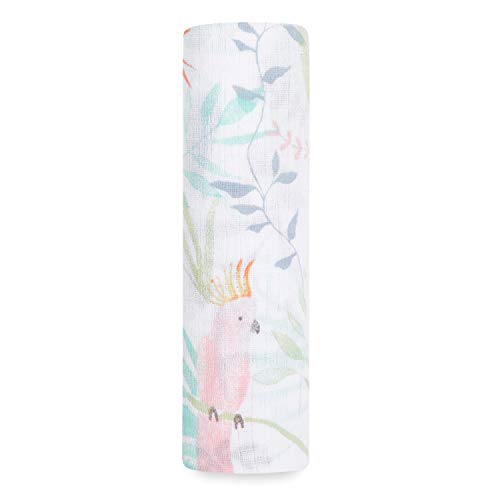 Aden + Anais Swaddle Couverture - Pack de 1, Tropicalia | 112 x 112cm | Grande pellicule en mousseline à 100% en mousseline en mousseline pour bébés filles et garçons | Graphique | Cadeaux nouveau-nés