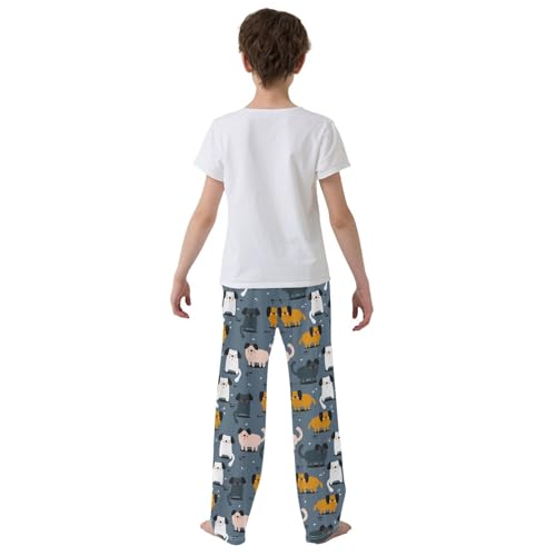 ZZXXB Lovely Puppy Dog Boys Long Pants Soft Trousers Elastic Waist Kids Lounge Bottoms with Pockets S-XL3