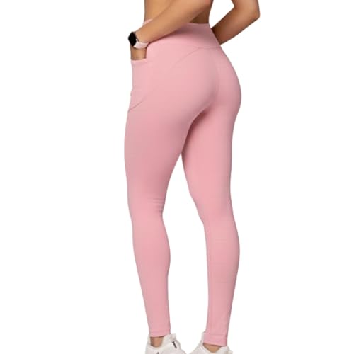 SELENE Legging Fitness Com Bolso Feminino Zero Transparência, Rosê, M