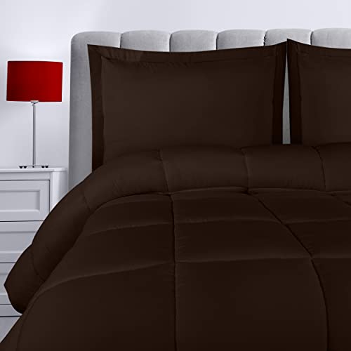 Utopia Bedding Queen Comforter Set With 2 Pillow Shams - Bedding Comforter Sets - Down Alternative Chocolate/Brown Comforter - Soft And Comfortable - Machine Washable #TOP17
