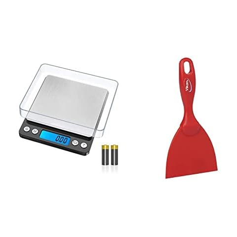 GRIFEMA Küchenwaage Digitale Profi (Hochpräzise 0.01g-500g)- Feinwaage mit LCD Display und 2 Batterien & Rechte handschraper, breed polypropyleen 102 x 18 x 210 mm Cover