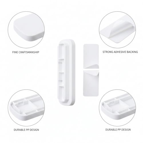 Soporte Adhesivo para Regleta de Alimentación: Soporte de Montaje sin Taladro para TV y Escritorio, Blanco miniatura 6