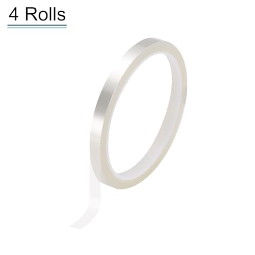 Image of HARFINGTON 4 Rolls High Temperature Masking Tape 1 /4 inch x108ft(6mmx33m) 0.05mm Thick PET Film Silicone Adhesive Heat Resistant Tapes for Heat Press Anodizing Circuit Board, Transparent