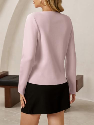 Image of Saodimallsu Womens V Neck Cardigans Long Sleeve Button Down Cropped Knit Trendy Front Slit Dressy Casual Fall Sweater Blazers