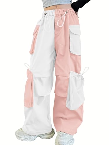 Image of Girls Cargo Pants Wide-Leg Straight Streetwear, 6-14 Years