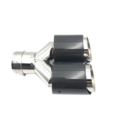 Fibra de carbono brillante en escape de coche doble universal con boca ancha de 114mm 3