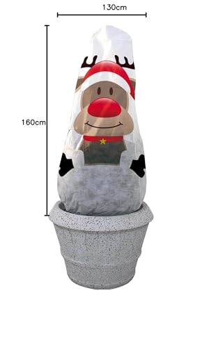 Foto von NOOR Winterschutz Vlieshaube Rentier B 130 x H 160cm I Frostschutzhaube für Pflanzen I Winterschutz für Pflanzen Überwinterung I Frostresistenter Pflanzenvlies / Winterschutzvlies I Rentier-Look