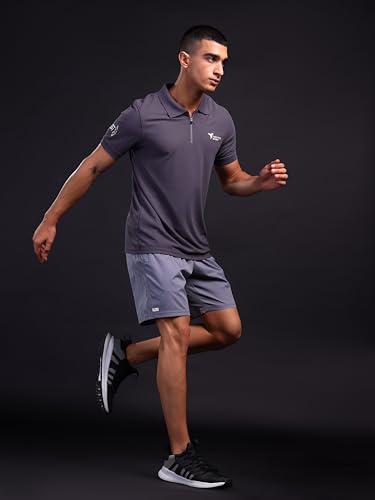 Image of TECHNOSPORT Men's Solid Polo T-Shirt MATPIQ Quick Dry Slim Fit Sports Tee for Gym Casual Smart Wear UPF50+ Anti Odour
