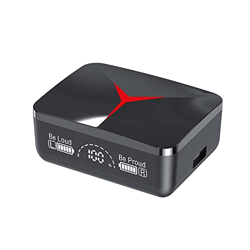 ciciglow M90 True Wireless Earbuds, BT 5.3, Touch Control, 1200mAh Charging Case, USB Output, LED Display, Black, for Music Lovers