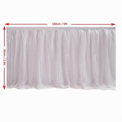 Miniatura 2 de 6ft 182cm Blanco Falda De La Tabla,Gasa Romántica Del Escritorio De Tulle Tutú,Decoración De La Tabla, Boda, Cumpleaños, Partido, Barra, Baile De Fin De Curso
