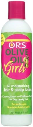 ORS Olive Oil Girls Moisturizing Hair & Scalp Lotion with Coconut, Castor & Safflower Seed 8.5 oz