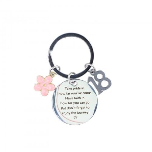 FooYee Birthday Gifts for Women Men Keepsake, 18th Birthday Gifts Keyring, Keychain for Boys Girls, Birthday Present, Happy Birthday Keychain for 18 Year Old Girls Sister Daughter Granddaughter