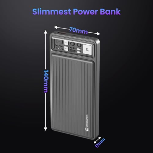 Portronics Luxcell 10K 10000 mAh Power Bank, Dark Grey - Image 7
