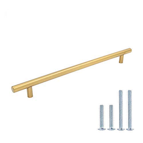 LONTAN 12 Pack Kitchen Cabinet Handles Gold Drawer Pulls 8-13/16 Inch Gold Cabinet Handles Brushed Brass Stainless Steel Furniture Hardware for
