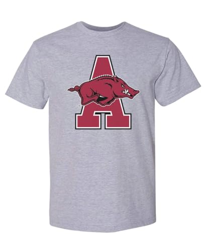 NCAA Officially Licensed Apparel University of Arkansas Razorbacks Hogs Icon Unisex T-Shirt Arkansas02T Gray Medium