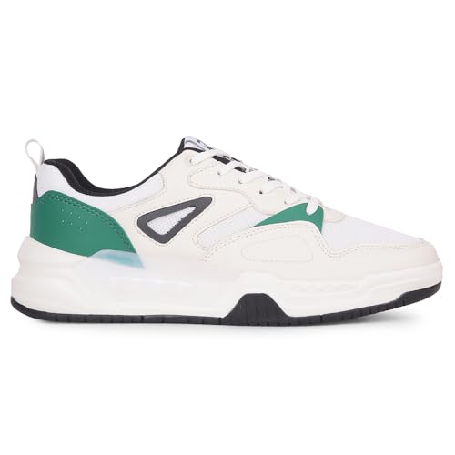 Image of Liberty LEAP7X LORDSTEP-E Casual Shoes for Men - White & Light Grey Lace-Up Sneakers | Memory Foam Cushioned Insole, Lightweight Sneakers for Office, College, Smart-Casual & Everyday Use