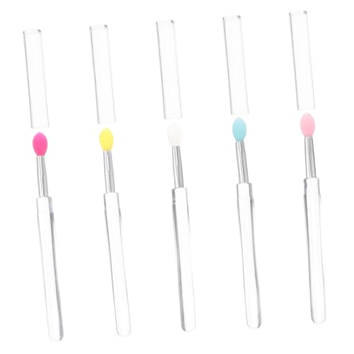 MUSISALY 5個シリコン製メイクアップアプリケーター リップブラシ アイシャドウ用スポンジチップ ポータブル化粧品ツール 肌に優しい素材で携帯便利 旅行にも