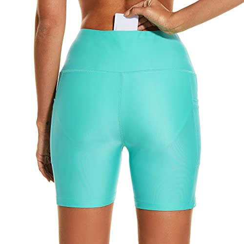 Image of HODOSPORTS Women's 3'' /5'' /7'' /9'' /12'' Swim Board Shorts UPF50+ High Waisted Quick Dry Swimsuit Bottoms with Pockets Liner
