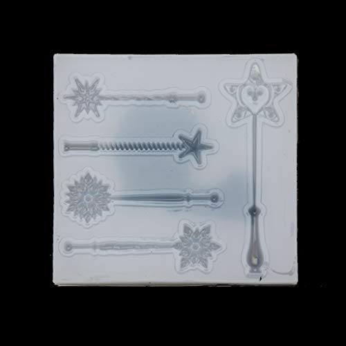 Molde de resina epoxi con forma de varita de estrella, 5 formas, varita de princesa de hadas, accesorios de disfraces, Halloween, cosplay, decoración, moldes de resina, joyería de silicona