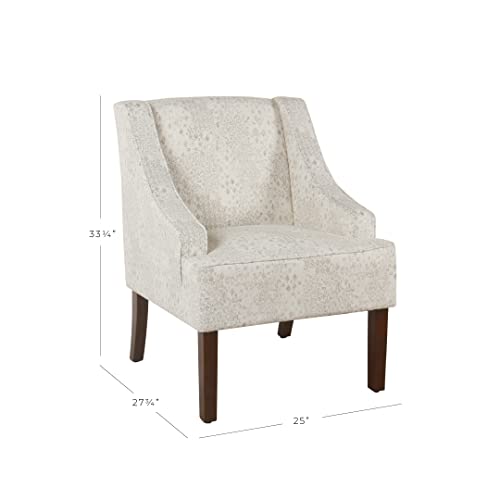 Image of HomePop Classic Swoop Arm Accent Chair - Cream & Gray Vintage Stencil
