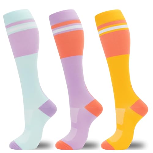 Image of fenglaoda Compression Socks for Women Men 3 Pairs Graduated Compression Support Circulation Socks for Nurses