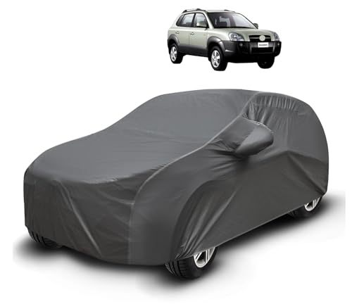 Image of Auto Hub Waterproof Car Cover Compatible with Tucson with Mirror Pockets, Soft Cotton Lining, Tucson Car Cover Waterproof, Grey