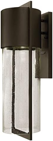 Hinkley Shelter 1325KZ Large Outdoor Wall Mount Lantern, Minimalist Style, Dark Sky-Compliant, Solid Aluminum/Clear Seedy Glass, Buckeye Bronze
