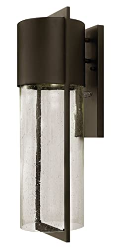 Hinkley Shelter 1325KZ Large Outdoor Wall Mount Lantern, Minimalist Style, Dark Sky-Compliant, Solid Aluminum/Clear Seedy Glass, Buckeye Bronze