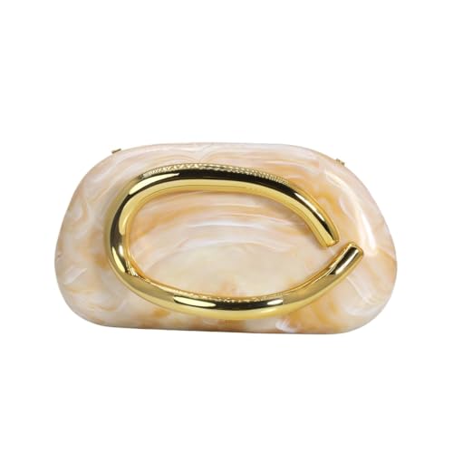 Image of Women Evening Clutch Purse Metal Handle Acrylic Purse Unique Shoulder Bag Causal Handbags for Bride Party Wedding