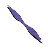 Tamaño: 10.5 cm. Pinzas de Depilar Cejas Extensiones de Pestañas Pelo a Pelo Doble Punta Pelo Enquistado Depilacion Profesional color Morado