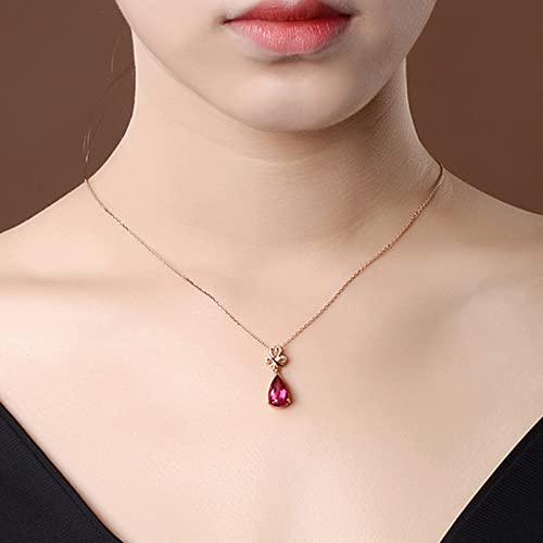 Collier Argent 925 Anti-Ternissement Pendentif Rubis Goutte d'Eau - 4