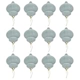 12 Pack Flocked kerstballen lantaarn pluche bal boom ornamenten 6cm