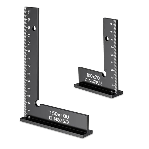 Ylinwtech Équerre de menuisier,Equerre Menuisier 90°,Équerre Multifonction,Aluminium 150x100mm +100x70mm Equerre Charpentier,convient pour les travaux de...