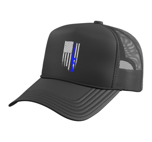 FN FAL Stars & Stripes Flag Shirt Blue Trucker Hat with Adjustable Mesh Back, Black