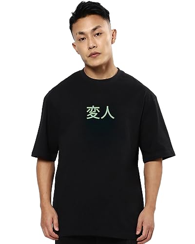 Image of fanideaz Mens Oversized Printed Half Sleeve Branded Cotton T-Shirt for Mens || Back Printed t Shirts for Men || Oversized t Shirts for Men