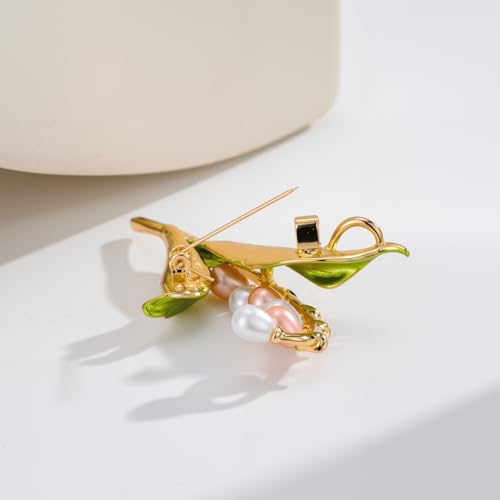 Image of 14K Gold-Plated Flower Brooch Pins Crystal Rhinestone Flower Brooch Pin Accessories Christmas Birthday Gift for Women