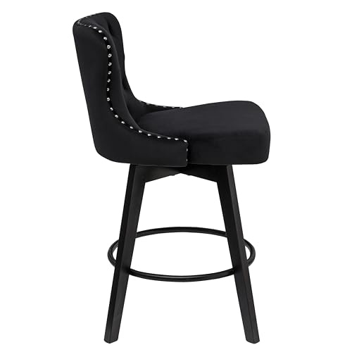 Counter-Stools26-360-Free-Swivel-Barstools-with-Nail-Head-and-Back-Bar-Stools-with-Solid-Wood-Legs-for-Kitchen-Island-and-BarSet-of-2Velvet-in-Black Counter Stools26 360 Free Swivel Barstools with Nail Head and Back Bar Stools with Solid Wood Legs for Kitchen Island and BarSet of 2Velvet in Black