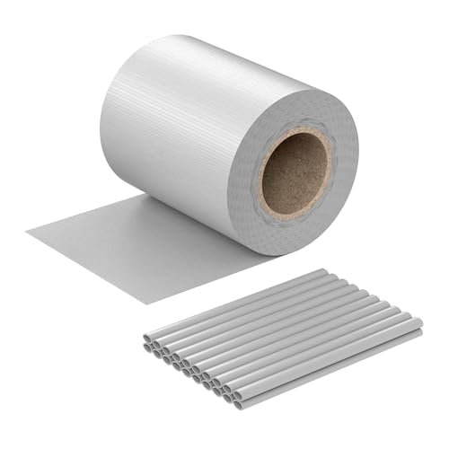 WilTec Brise-Vue en Rouleau – Gris – 35 m x 19 cm – en PVC 450 g/m² – avec 20 Clips – Protection visuelle Pare-Vue extérieur pour Clôture Jardin...