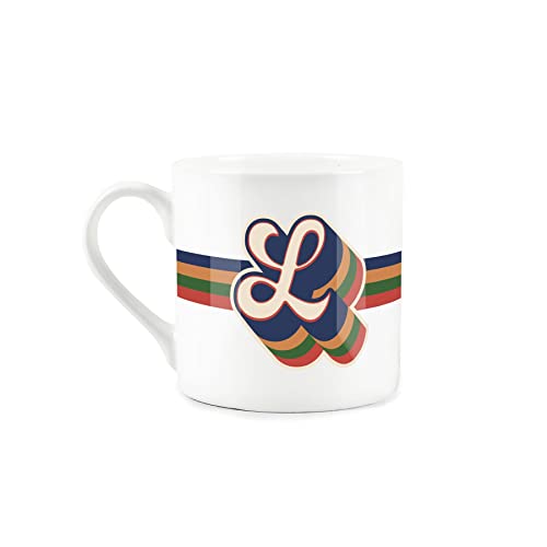 Purely Home Retro Alphabet Letter L Mug - Bone China White Coffee Tea Present Personalised Initial Gift - Image 2