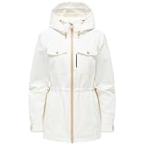 MARIKOO Damen Parka (XS-3XL) mit Kapuze, Brustpattentaschen, Taillenweite verstellbar - N132 - Offwhite Größe M - Gr.M