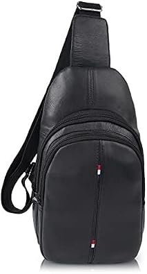 Leatherboss Genuine Leather Sling Bag for Men | Black Crossbody Chest Backpack | Stylish Travel Shoulder Bag for Daily Use