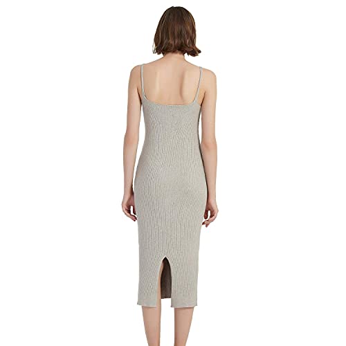 Image of Women's Sleeveless Sweater Dress Knit Slim V Neck Bodycon Midi Stretchable Elasticity Slim Fits