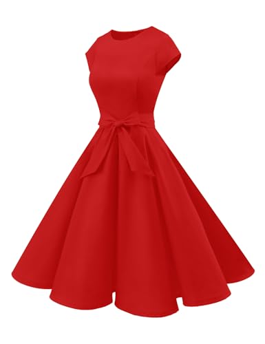Dressystar Women's Vintage Cap Sleeve A Line Cocktail Party Dress 1950s Retro Rockabilly Prom Swing Dresses2